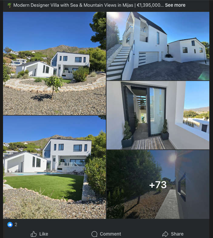 facebook marketplace screenshot modern villa for sale mijas spain sea mountain views