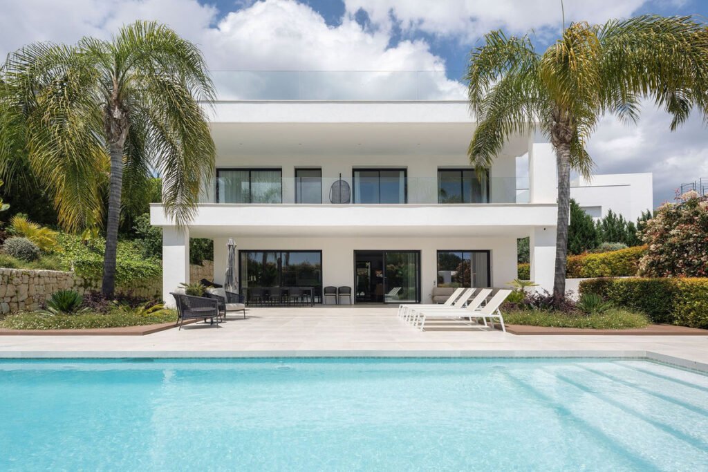 Contemporary villa with pool and palm trees in Costa del Sol Spain